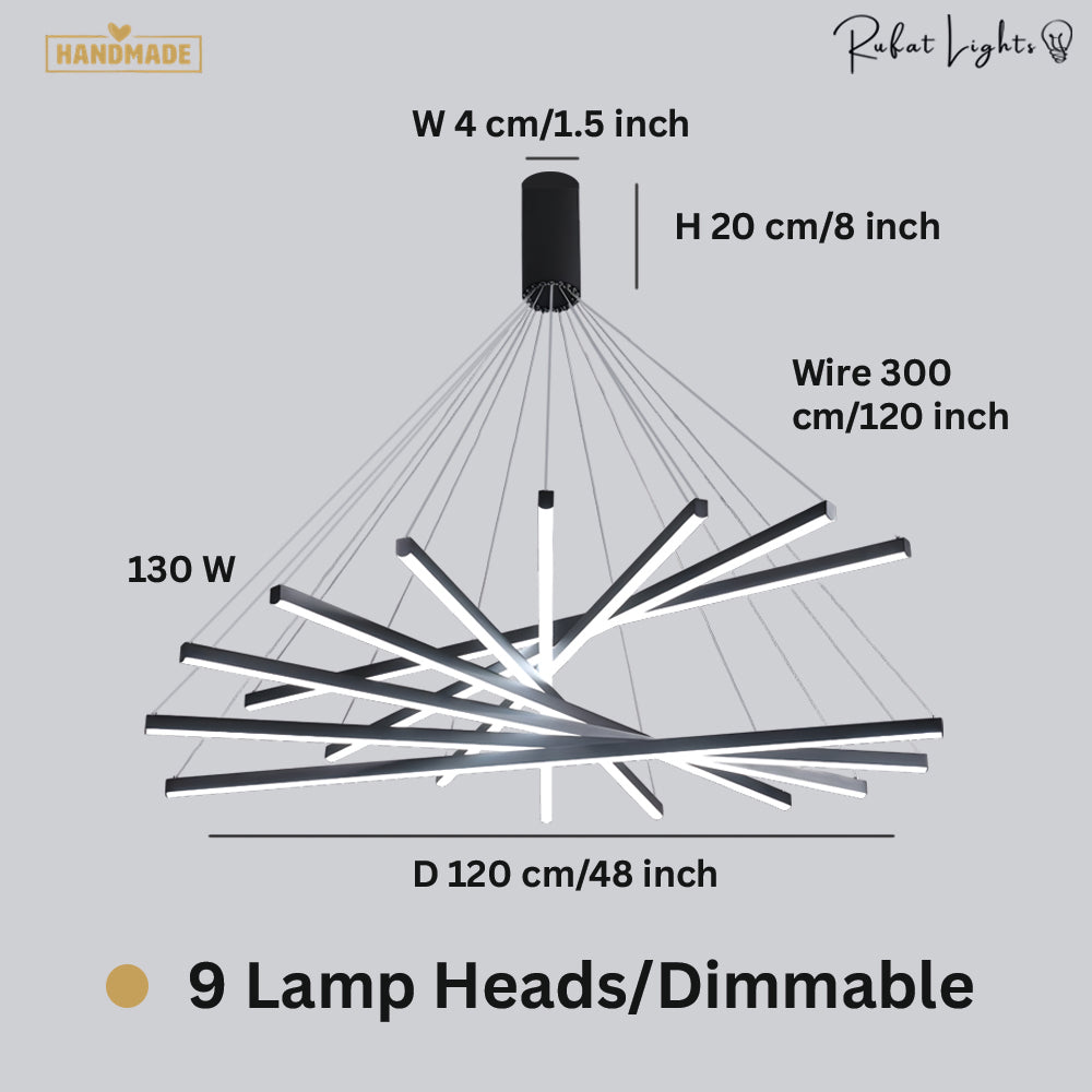 Modern LED Stripes Linear Chandelier Dimmable
