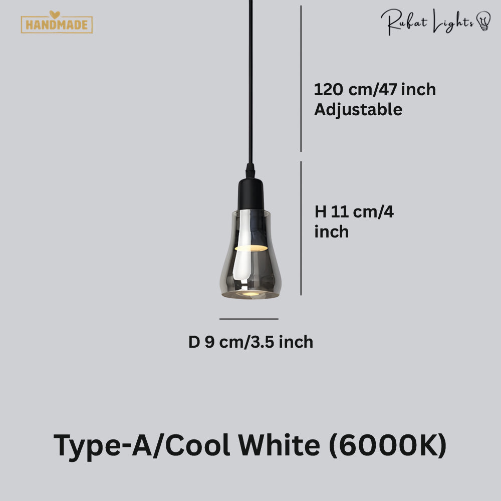 Island Mini Shiny Gray Glass Pendant Lights