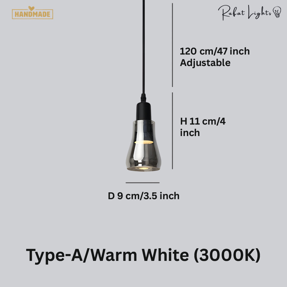 Island Mini Shiny Gray Glass Pendant Lights