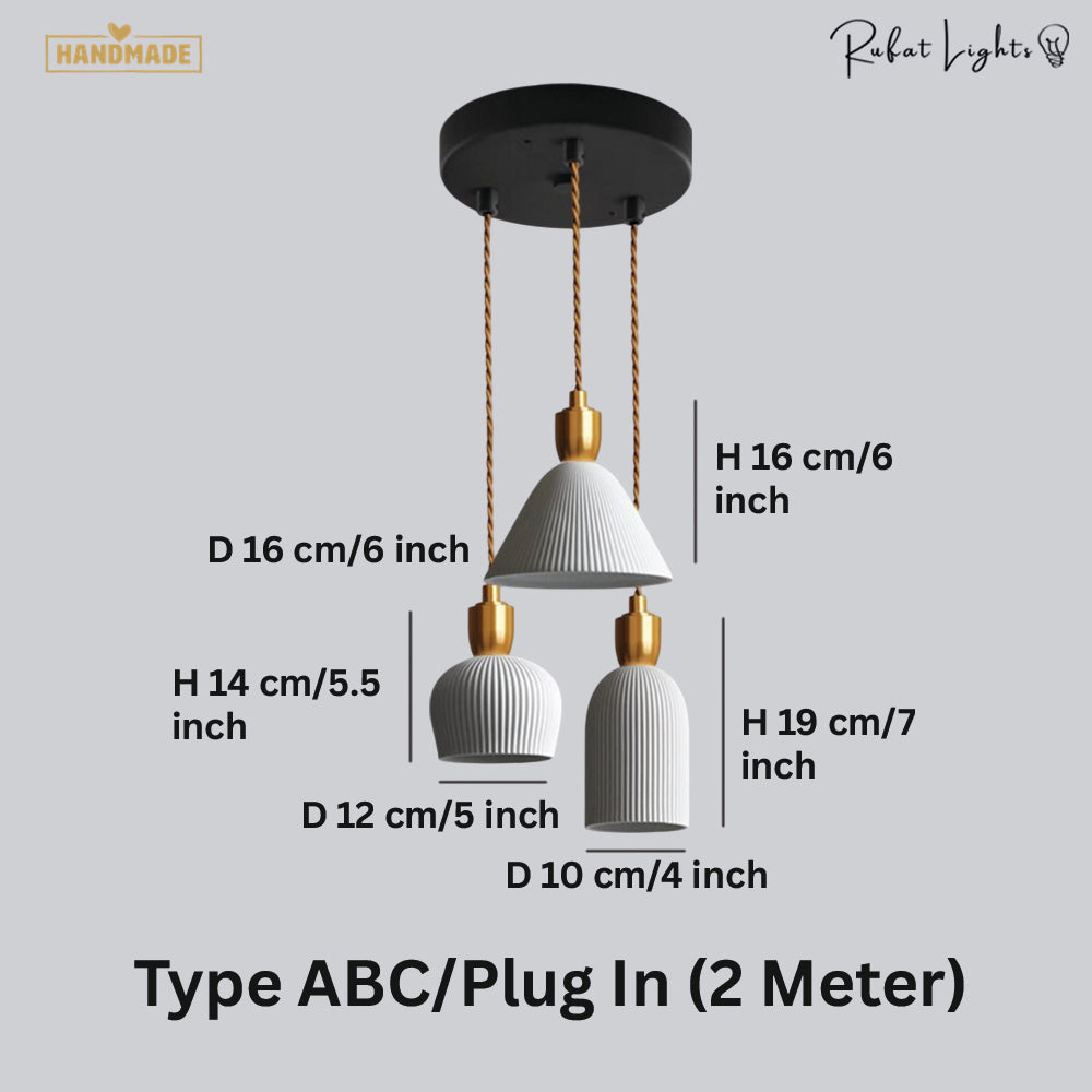 Ceramic Pendant Light Plug In Hanging Chandelier