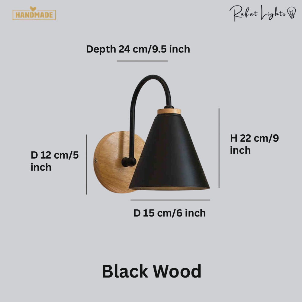 Wooden LED Curved Iron Wall Lamp