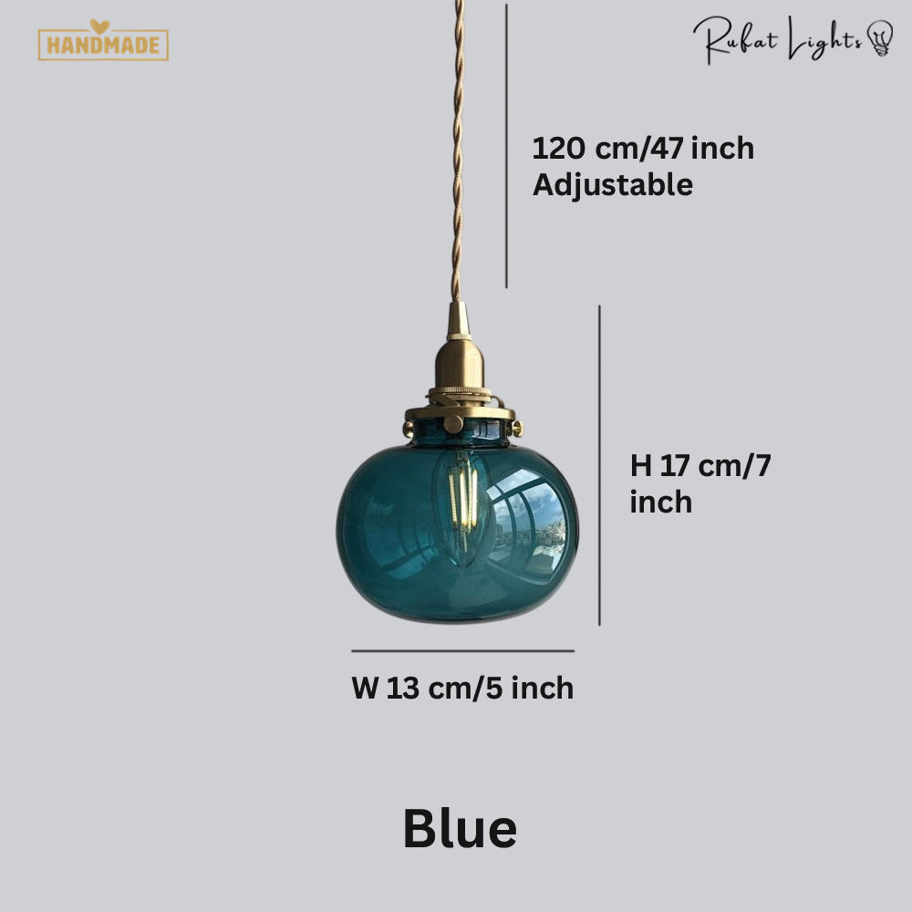 Japanese Style Retro Brass Glass Pendant Lamp