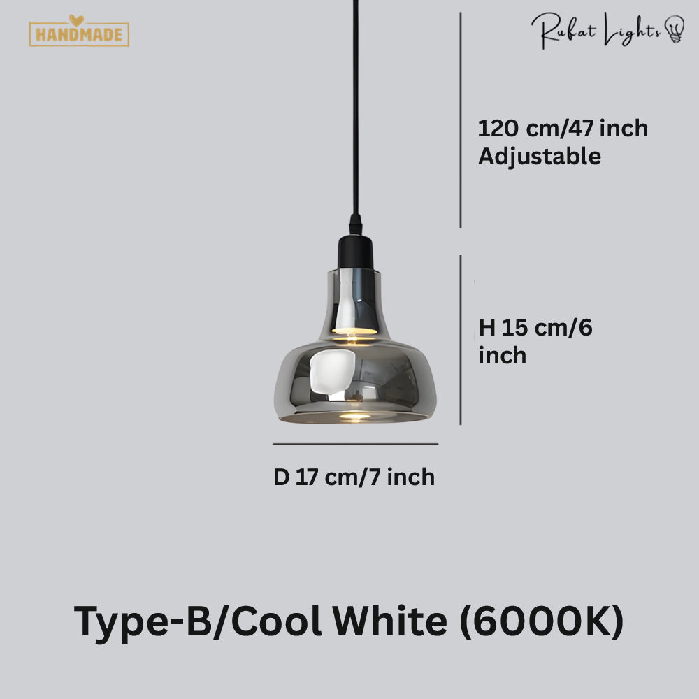 Island Mini Shiny Gray Glass Pendant Lights