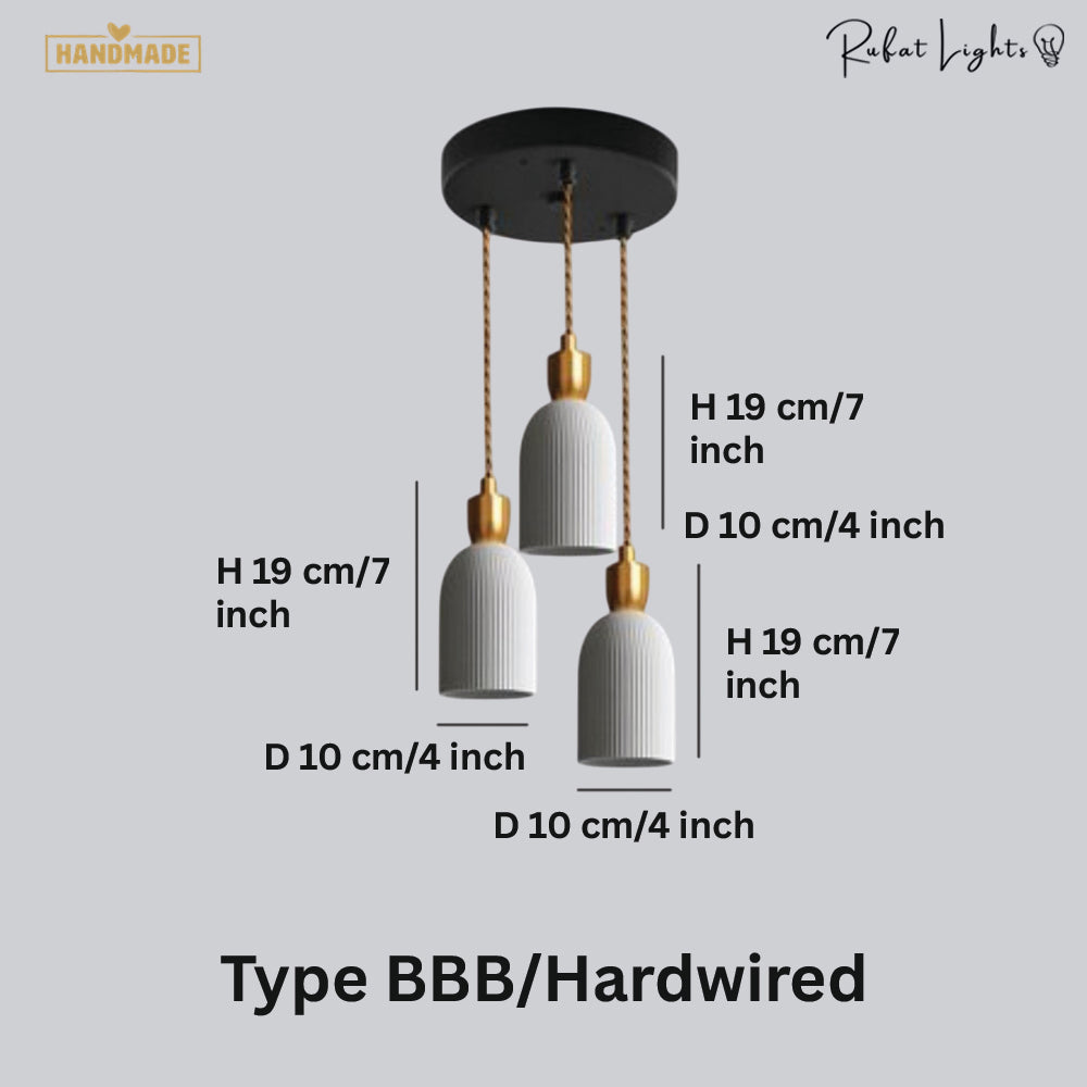 Ceramic Pendant Light Plug In Hanging Chandelier