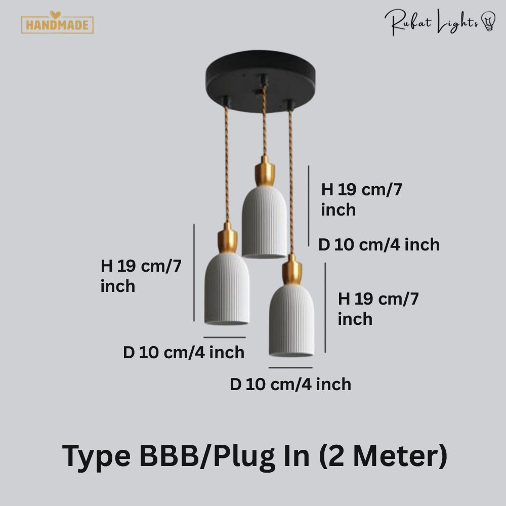 Ceramic Pendant Light Plug In Hanging Chandelier