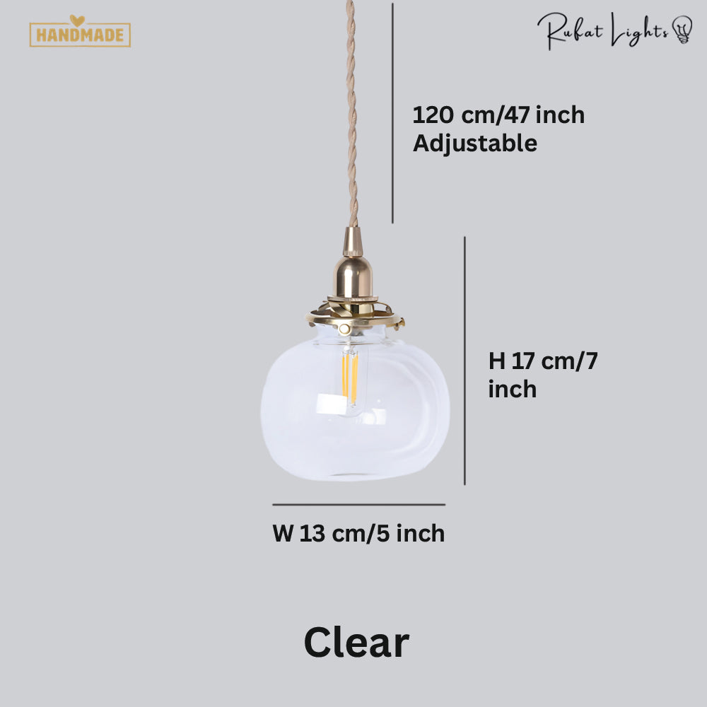 Japanese Style Retro Brass Glass Pendant Lamp
