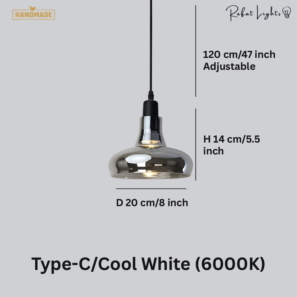Island Mini Shiny Gray Glass Pendant Lights