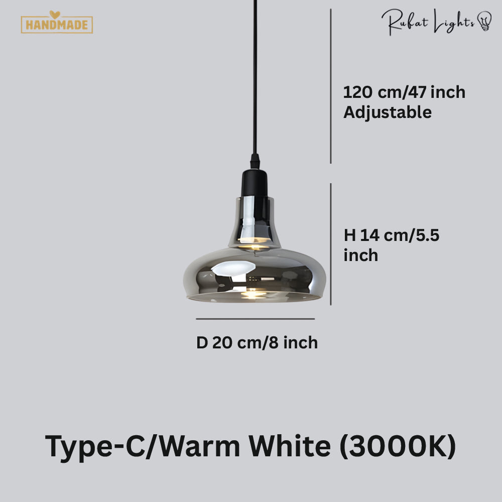 Island Mini Shiny Gray Glass Pendant Lights
