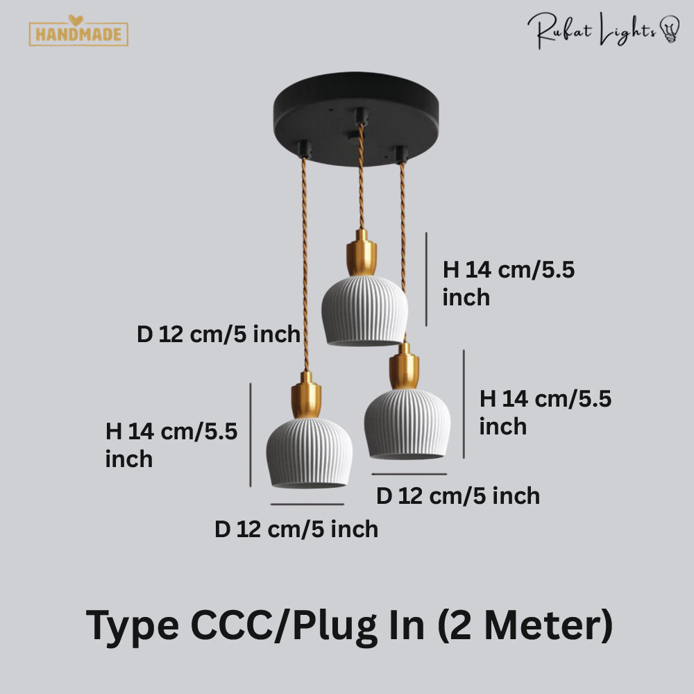 Ceramic Pendant Light Plug In Hanging Chandelier