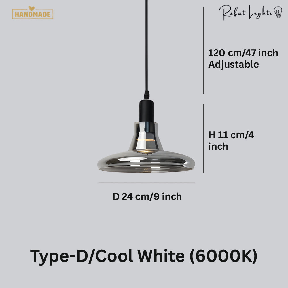 Island Mini Shiny Gray Glass Pendant Lights