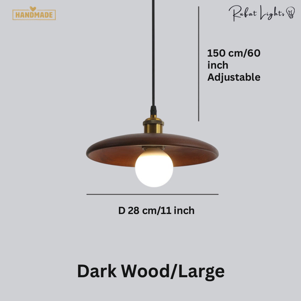 Flying Saucer Wood Pendant Light