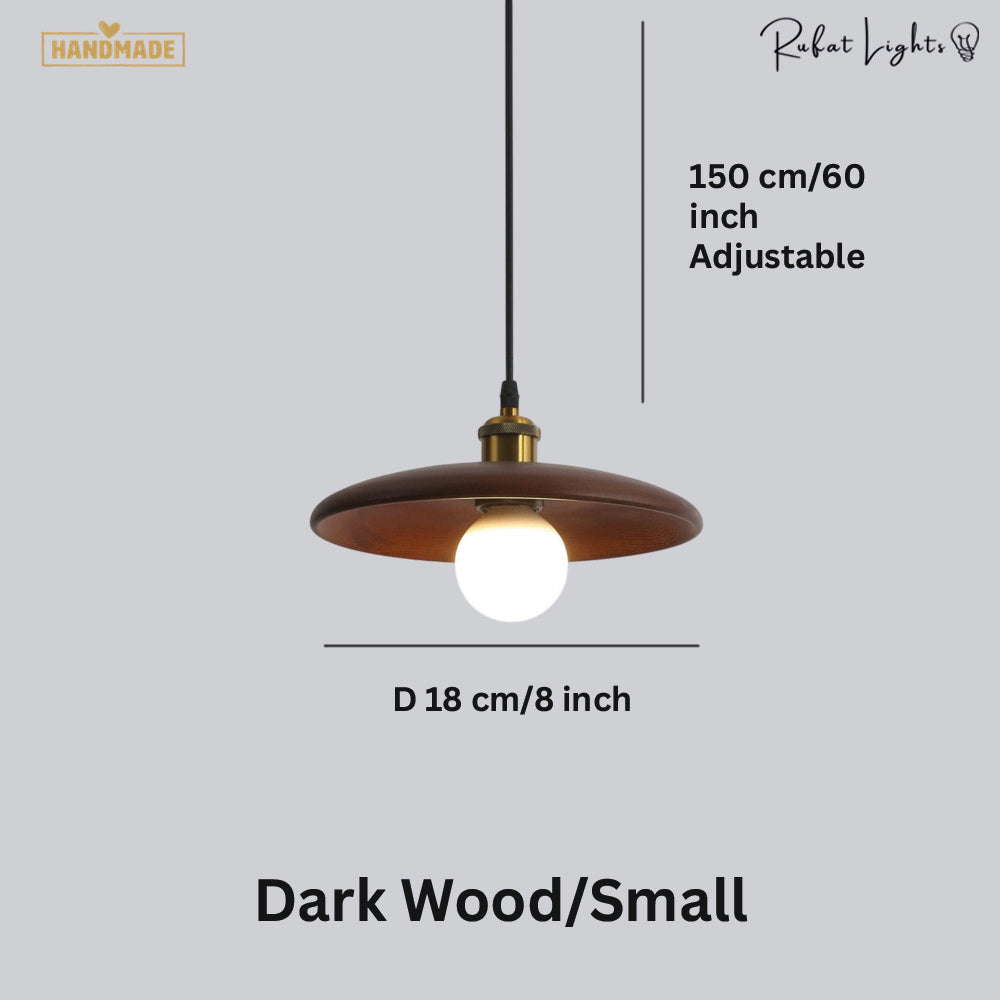 Flying Saucer Wood Pendant Light