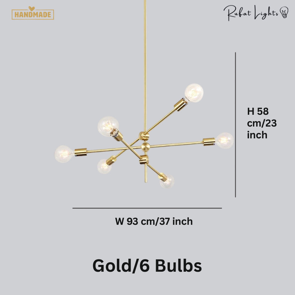 Contemporary Gold Rod Chandelier Lighting