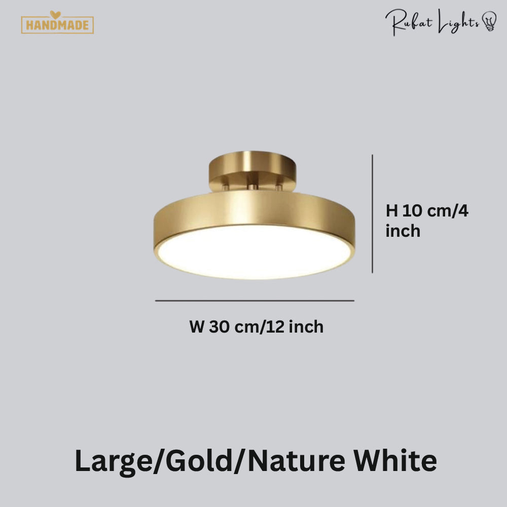 Round Copper Golden Ceiling Lamp