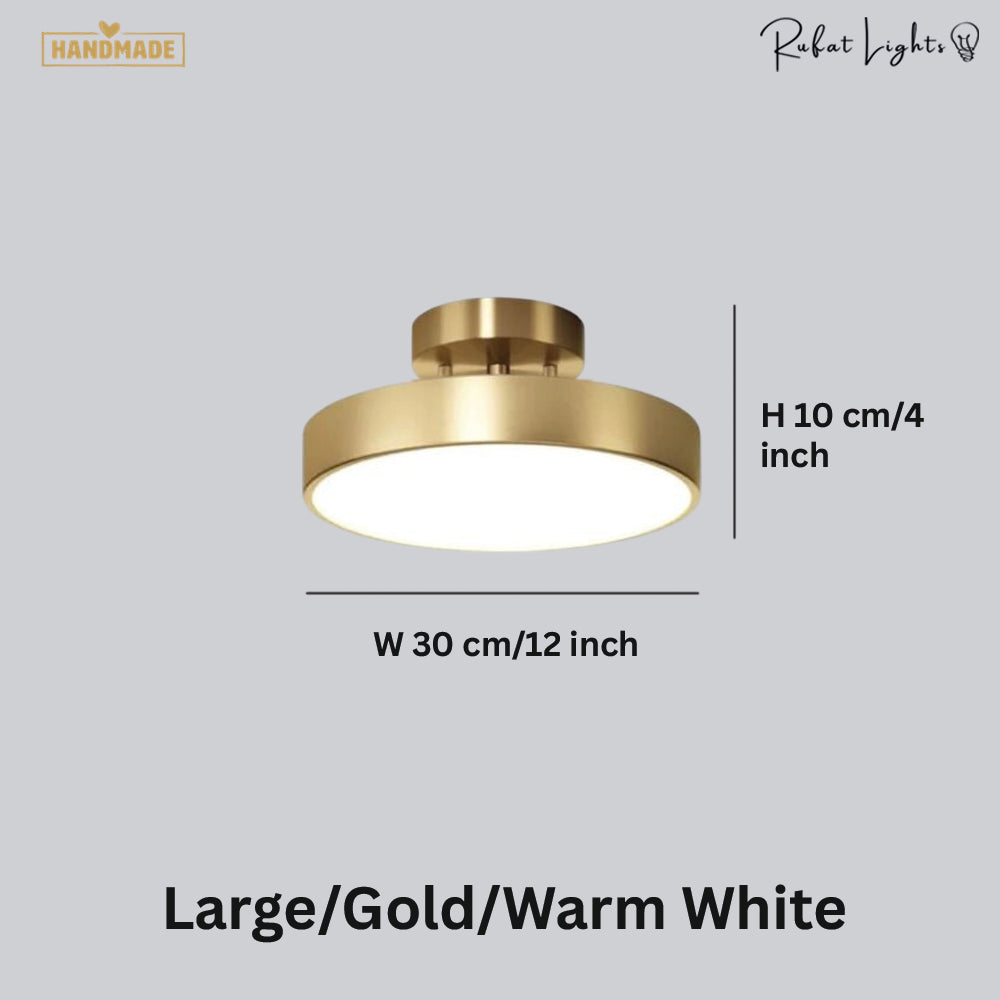 Round Copper Golden Ceiling Lamp