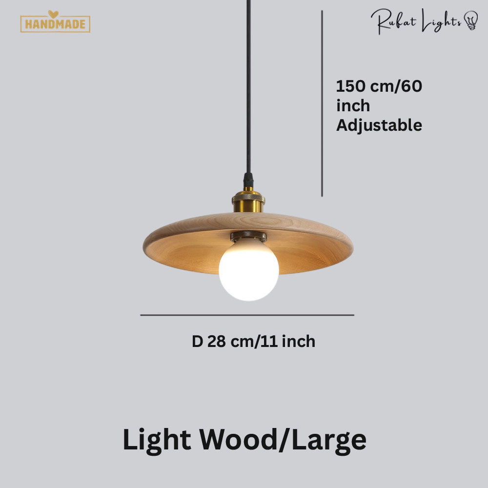 Flying Saucer Wood Pendant Light