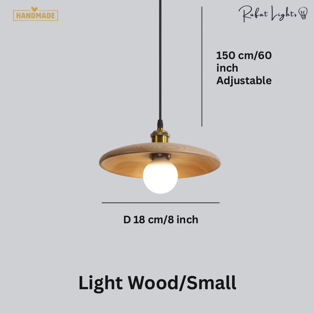 Flying Saucer Wood Pendant Light