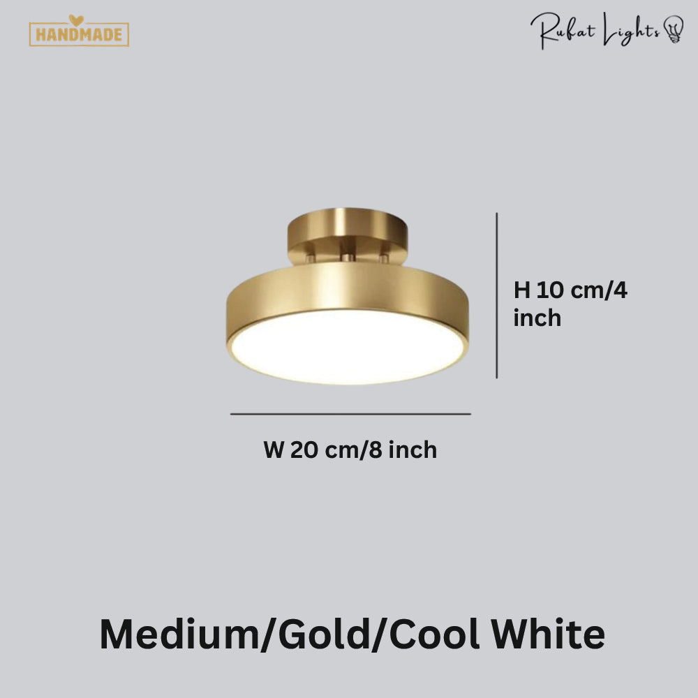 Round Copper Golden Ceiling Lamp