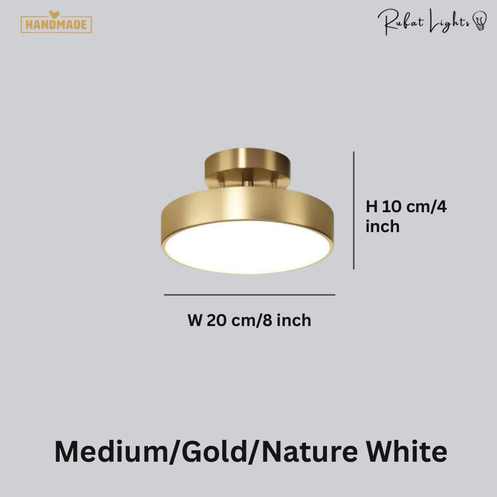 Round Copper Golden Ceiling Lamp