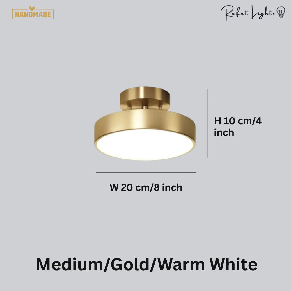 Round Copper Golden Ceiling Lamp