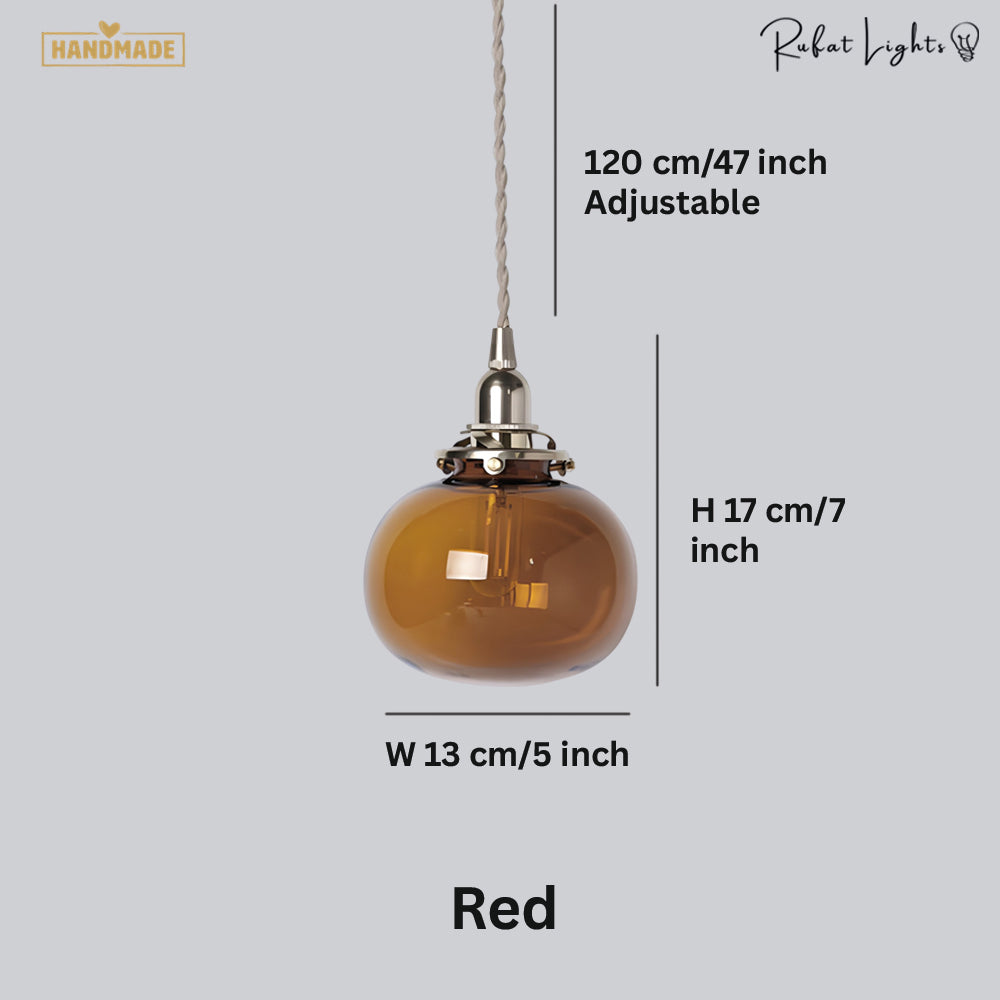 Japanese Style Retro Brass Glass Pendant Lamp