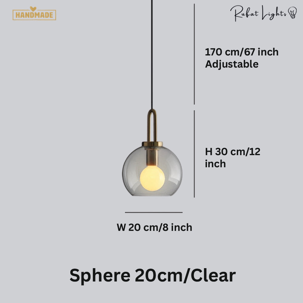 Sphere Glass & Cylindrical Edison Glass Pendant