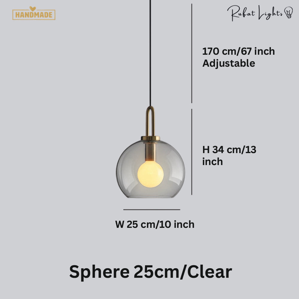 Sphere Glass & Cylindrical Edison Glass Pendant