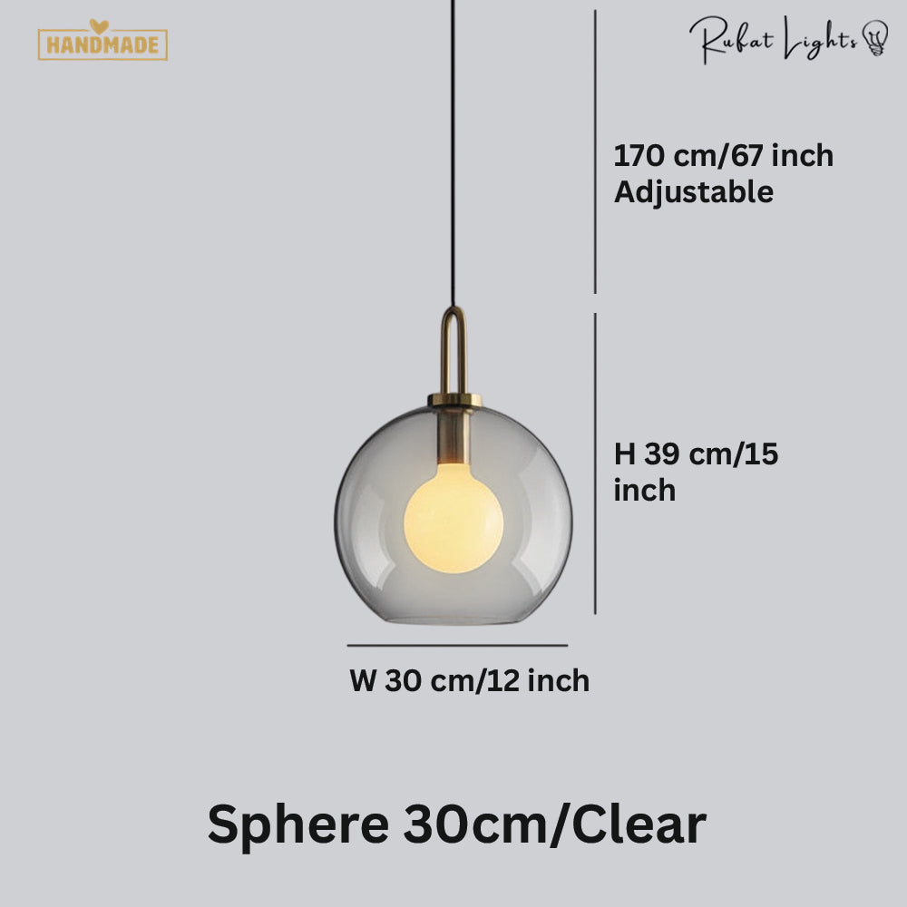 Sphere Glass & Cylindrical Edison Glass Pendant