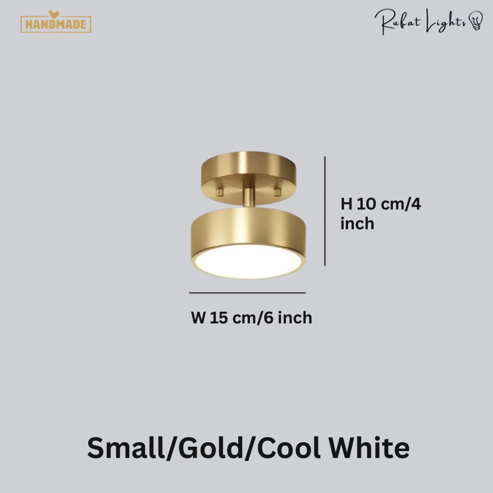 Round Copper Golden Ceiling Lamp