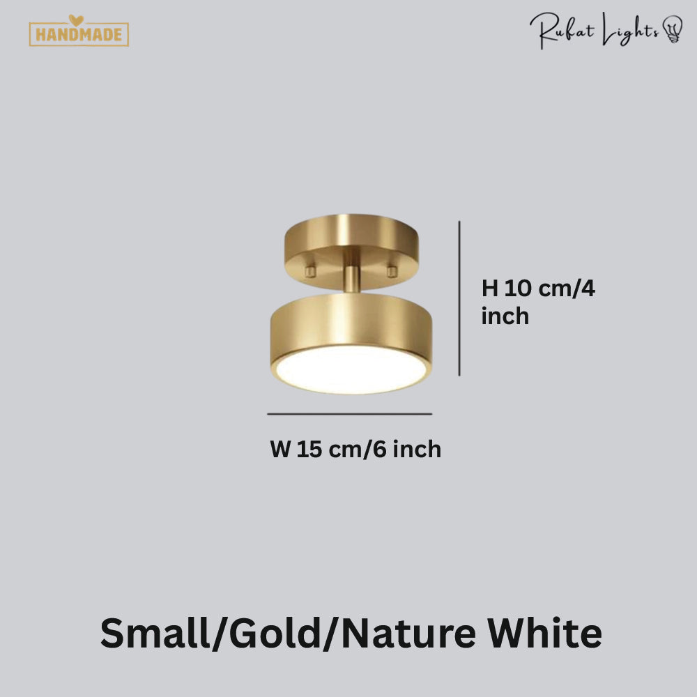 Round Copper Golden Ceiling Lamp