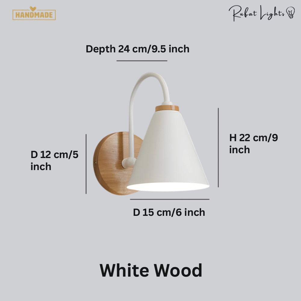 Wooden LED Curved Iron Wall Lamp