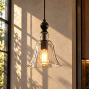 Vintage Creative Glass Bell Pendant Lighting pendant glowing in sunlight