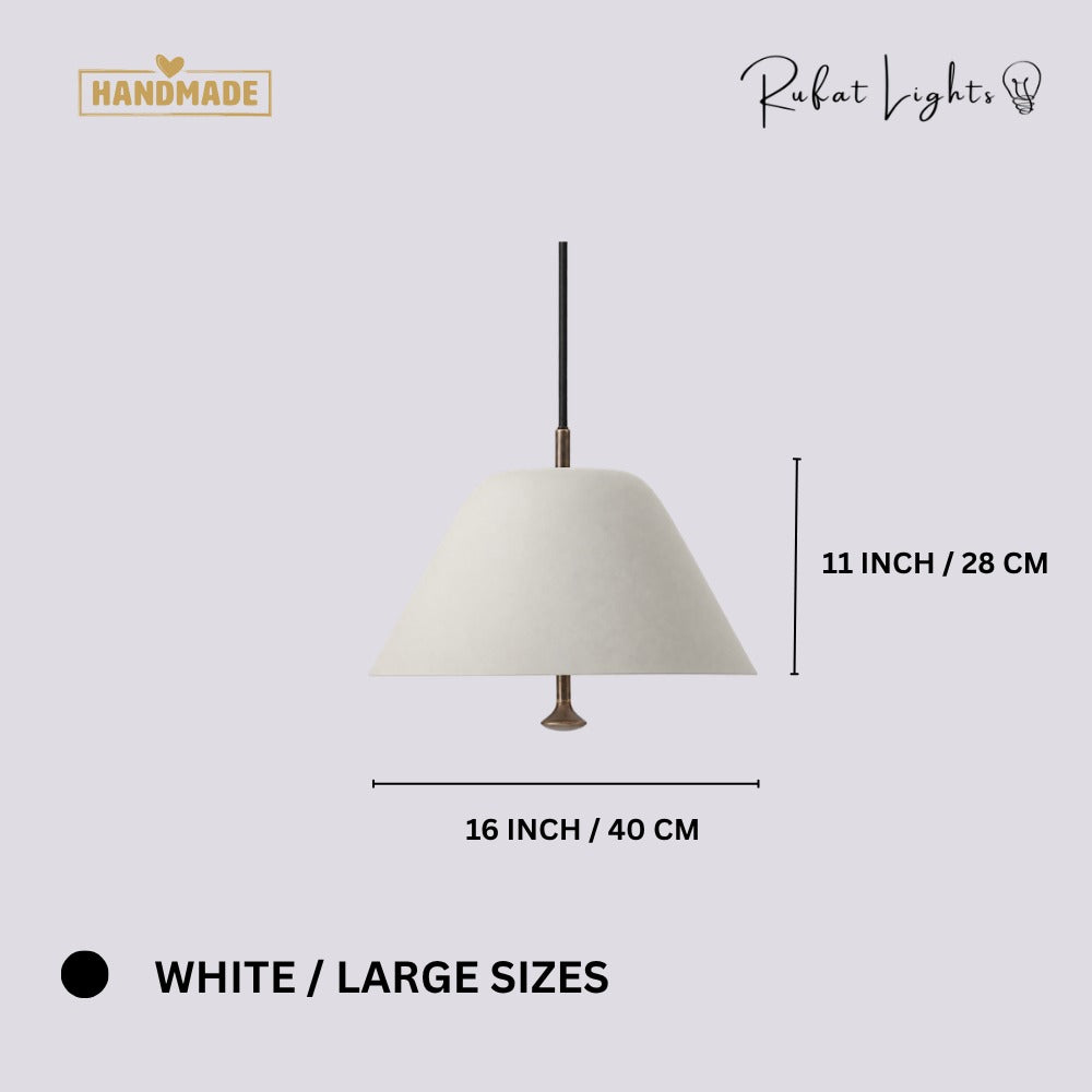 Vintage Nordic Pendant Light White Large dimensions: 16 in (40 cm) diameter, 11 in (28 cm) high