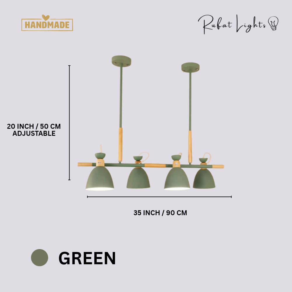 Vintage Wood Chandelier Lights dimensions Green