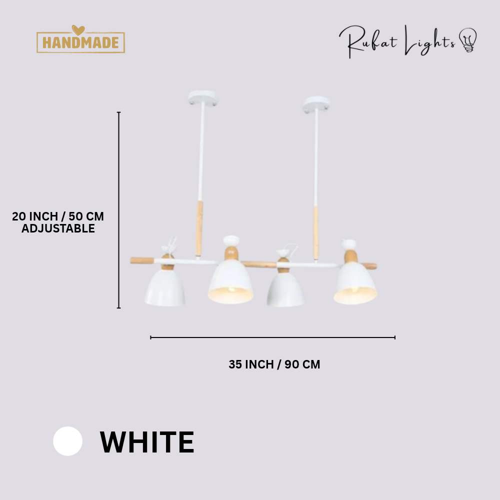 Vintage Wood Chandelier Lights dimensions White