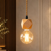Vintage Wooden Hanging Socket Pendant Light Hexagon wood socket with globe bulb