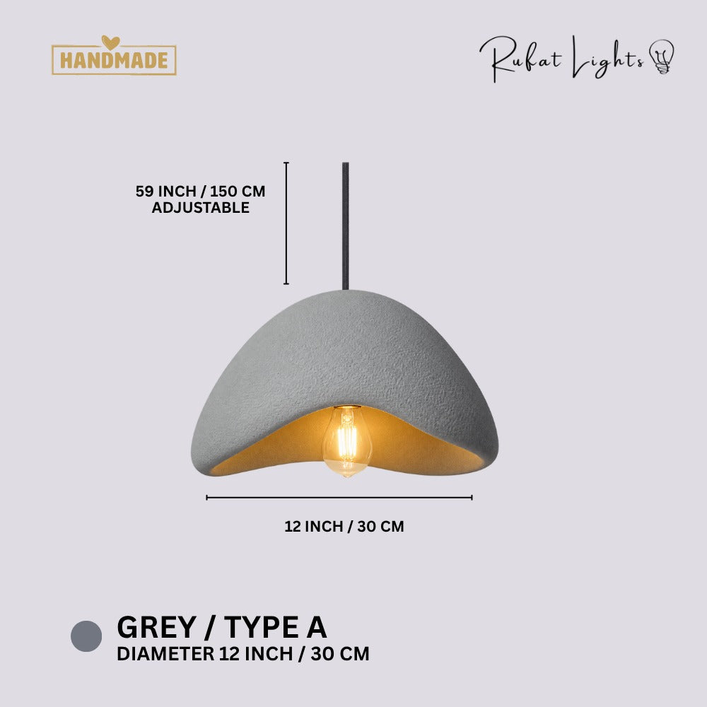 Wabi-Sabi Scandinavian Style Pendant Lights Grey Type A dimensions: 12 in (30 cm) diameter, 59 in (150 cm) adjustable hanging length