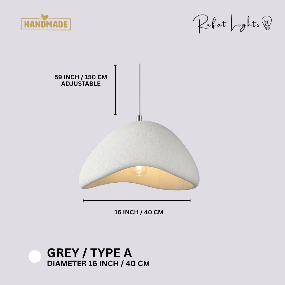 Wabi-Sabi Scandinavian Style Pendant Lights White Type A dimensions: 16 in (40 cm) diameter, 59 in (150 cm) adjustable hanging length