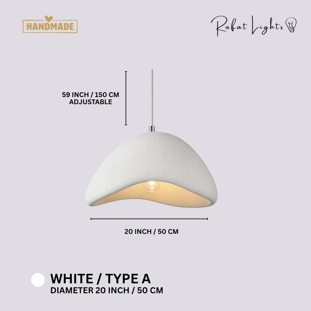 Wabi-Sabi Scandinavian Style Pendant Lights White Type A dimensions: 20 in (50 cm) diameter, 59 in (150 cm) adjustable hanging length