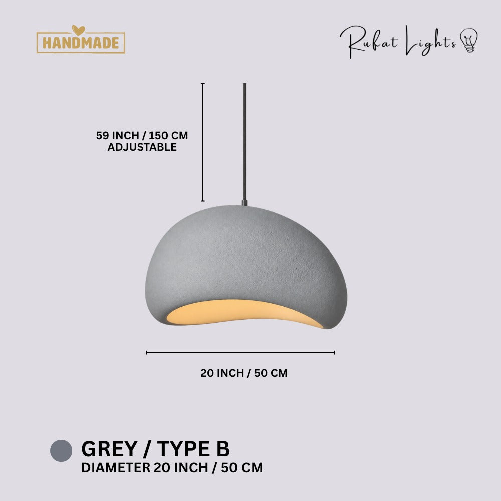 Wabi-Sabi Scandinavian Style Pendant Lights Grey Type B dimensions: 20 in (50 cm) diameter, 59 in (150 cm) adjustable hanging length