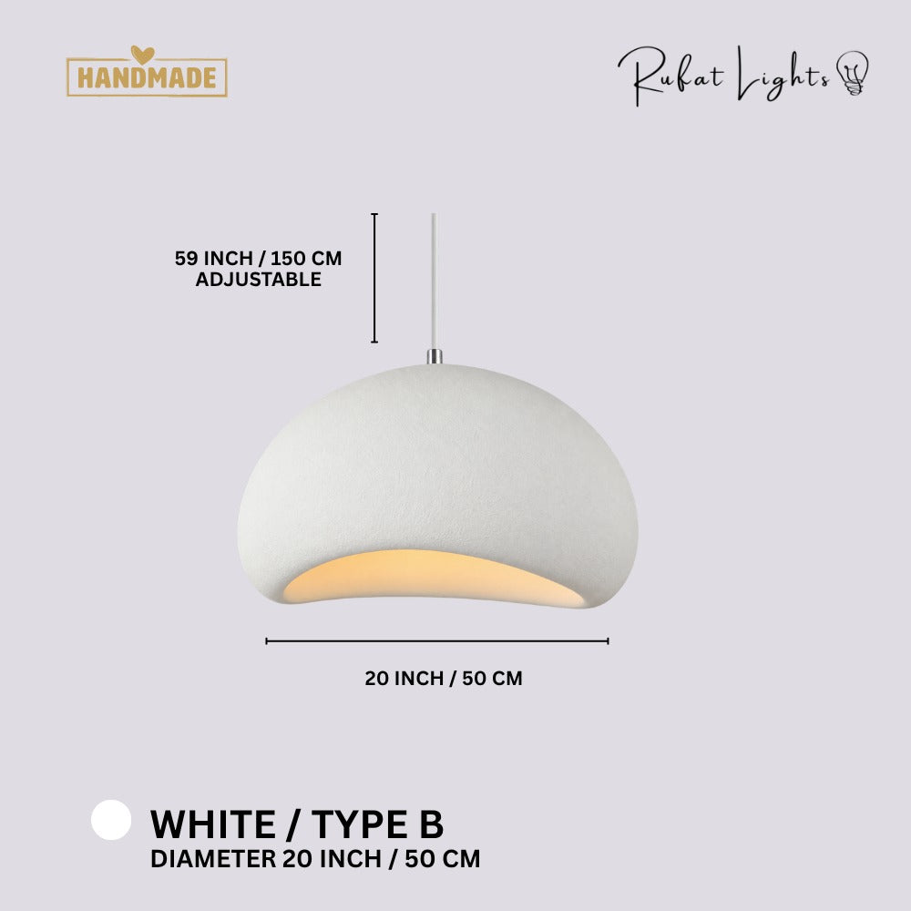 Wabi-Sabi Scandinavian Style Pendant Lights White Type B dimensions: 20 in (50 cm) diameter, 59 in (150 cm) adjustable hanging length