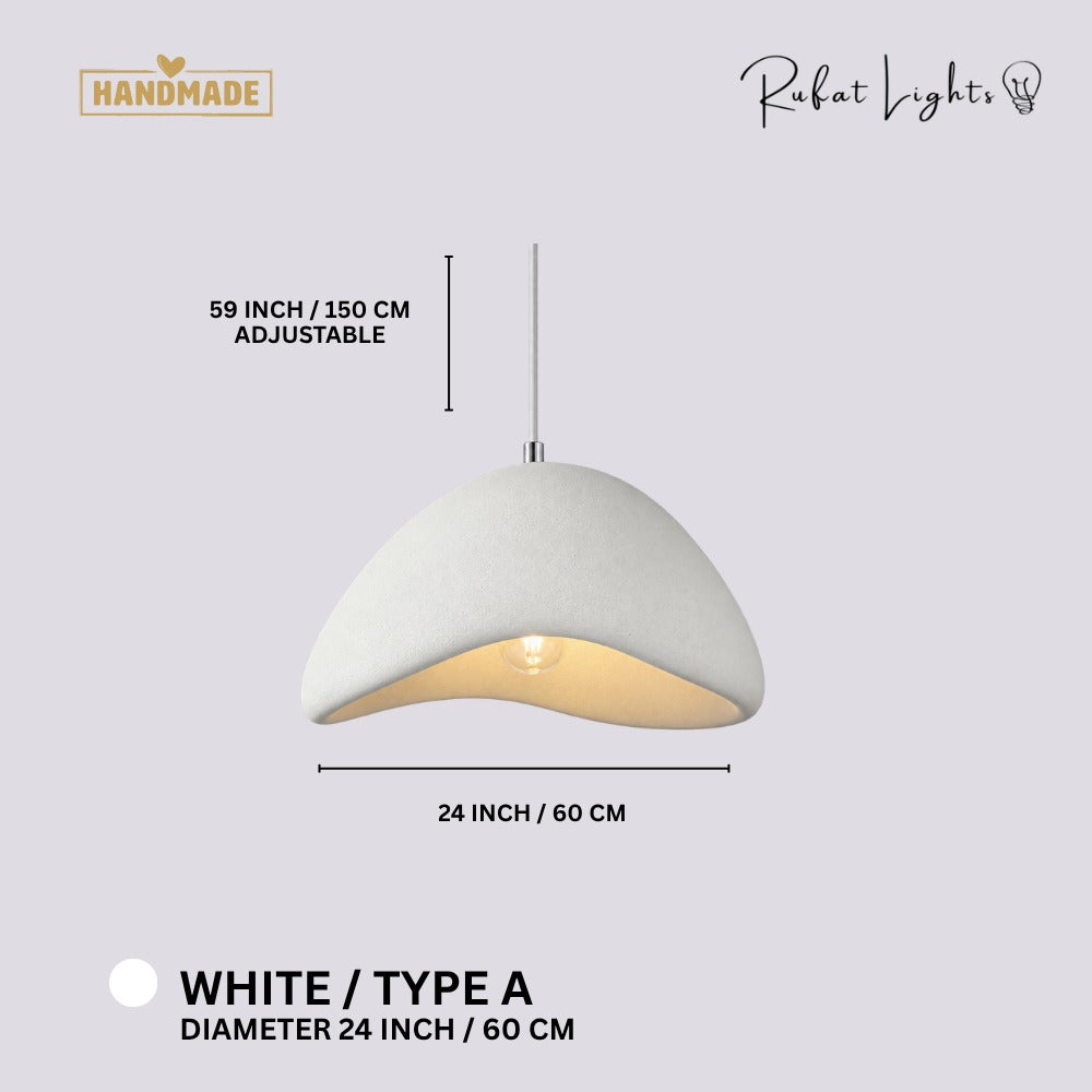 Wabi-Sabi Scandinavian Style Pendant Lights White Type A dimensions: 24 in (60 cm) diameter, 59 in (150 cm) adjustable hanging length