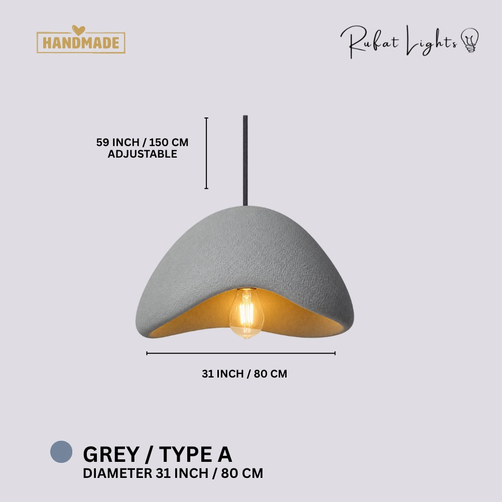 Wabi-Sabi Scandinavian Style Pendant Lights Grey Type A dimensions: 31 in (80 cm) diameter, 59 in (150 cm) adjustable hanging length
