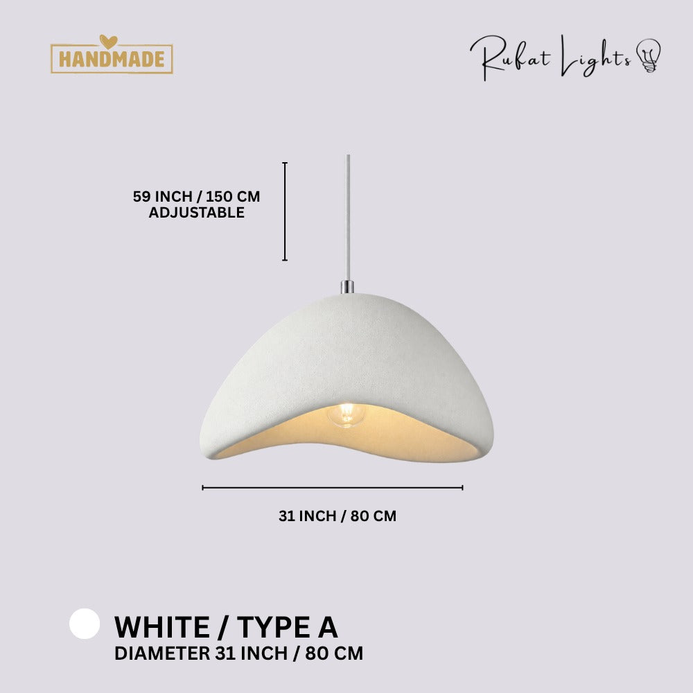 Wabi-Sabi Scandinavian Style Pendant Lights White Type A dimensions: 31 in (80 cm) diameter, 59 in (150 cm) adjustable hanging length