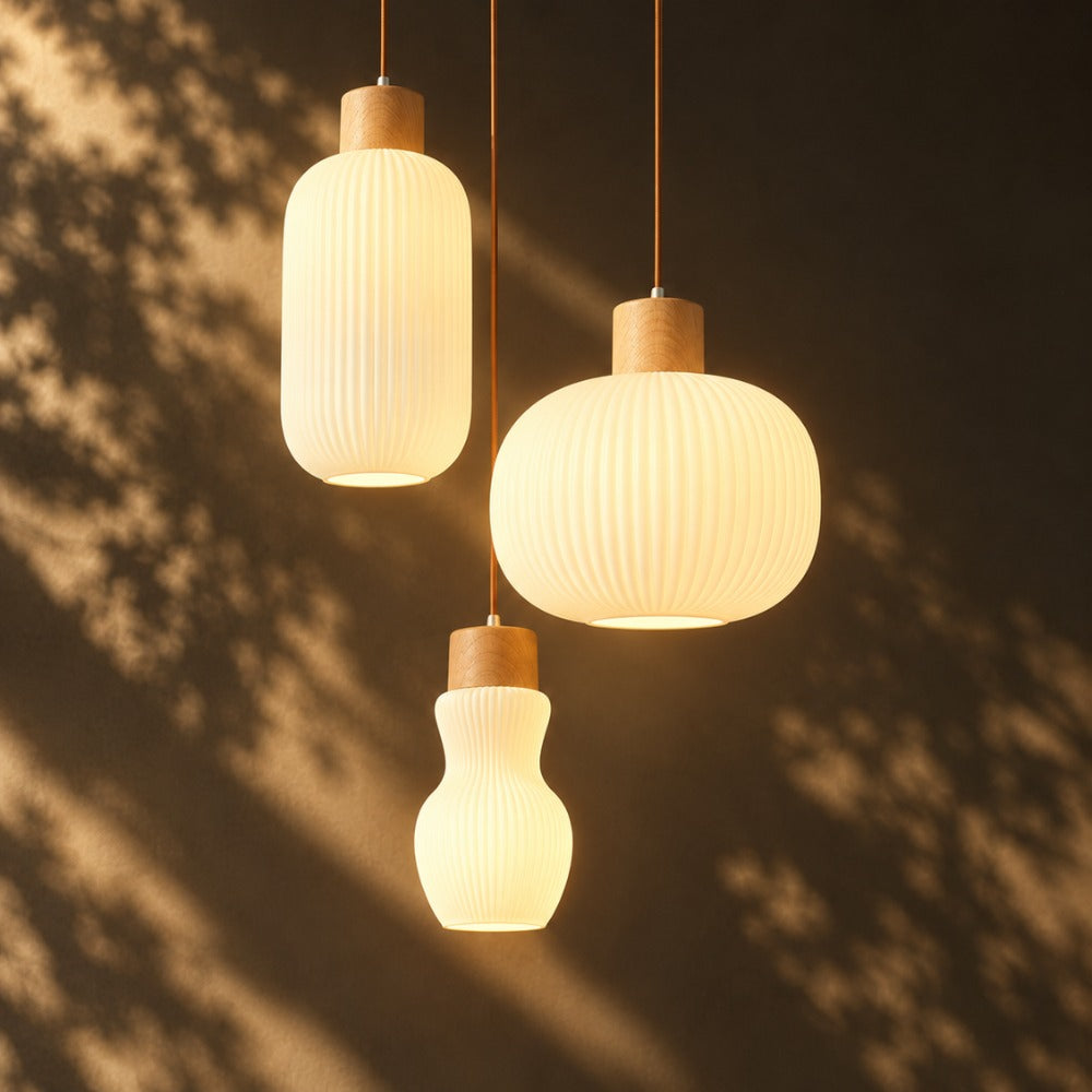 White Loft Glass Lampshade Pendant Lamp all three designs