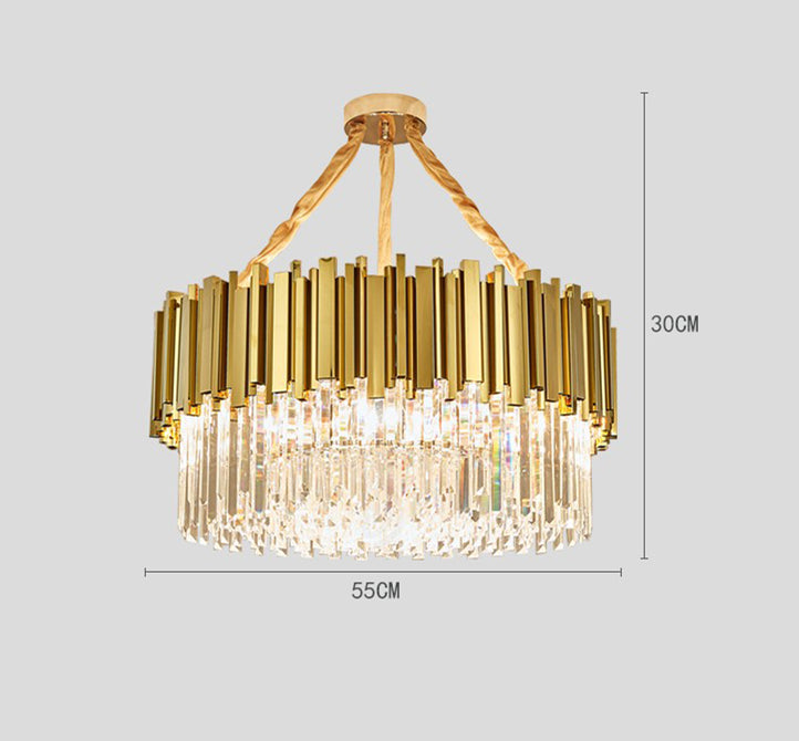 Stainless Steel Light Luxury Round Crystal Chandelier