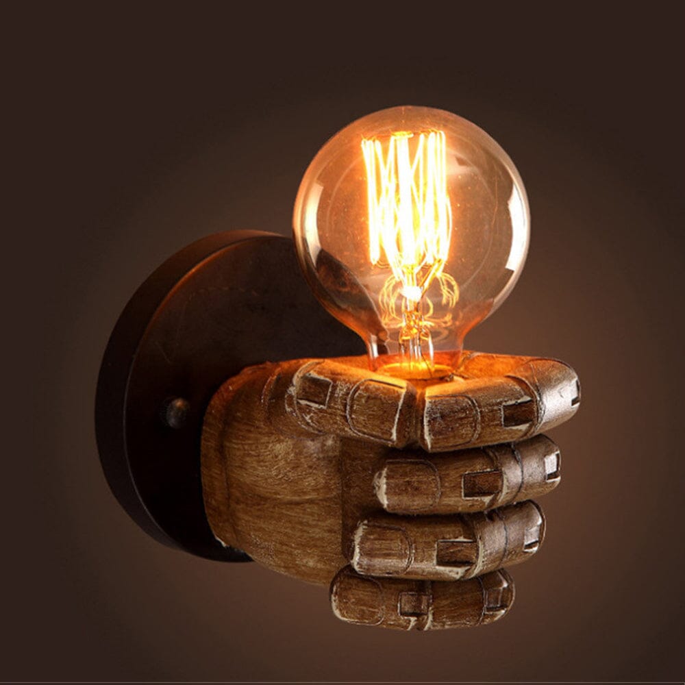 American Vintage Wood Hand Model Wall Lamps