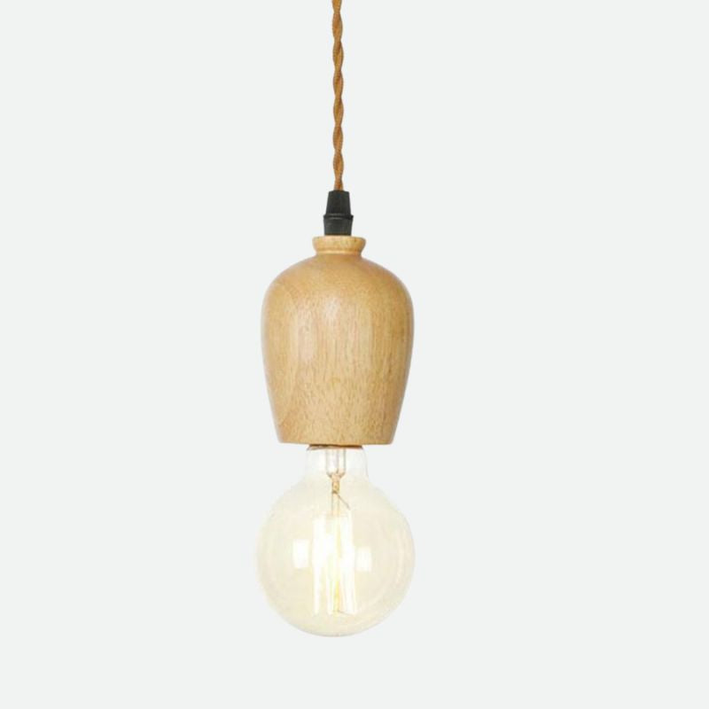 Vintage Wooden Hanging Socket Pendant Light