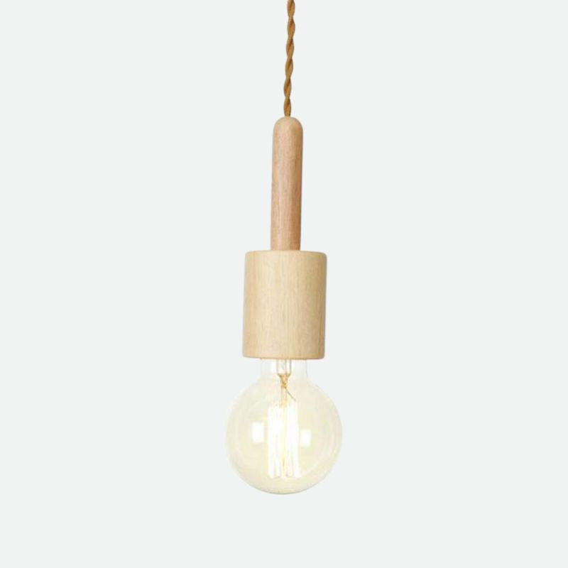 Vintage Wooden Hanging Socket Pendant Light