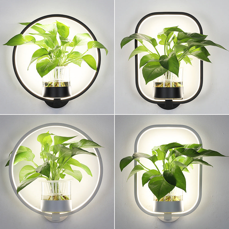 Hydroponic Green Plant Decorative LED Background Wall Lamp